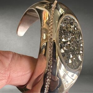 Swarovski Silver Tone Cuff Stainless Bracelet and Ring Set NWOT